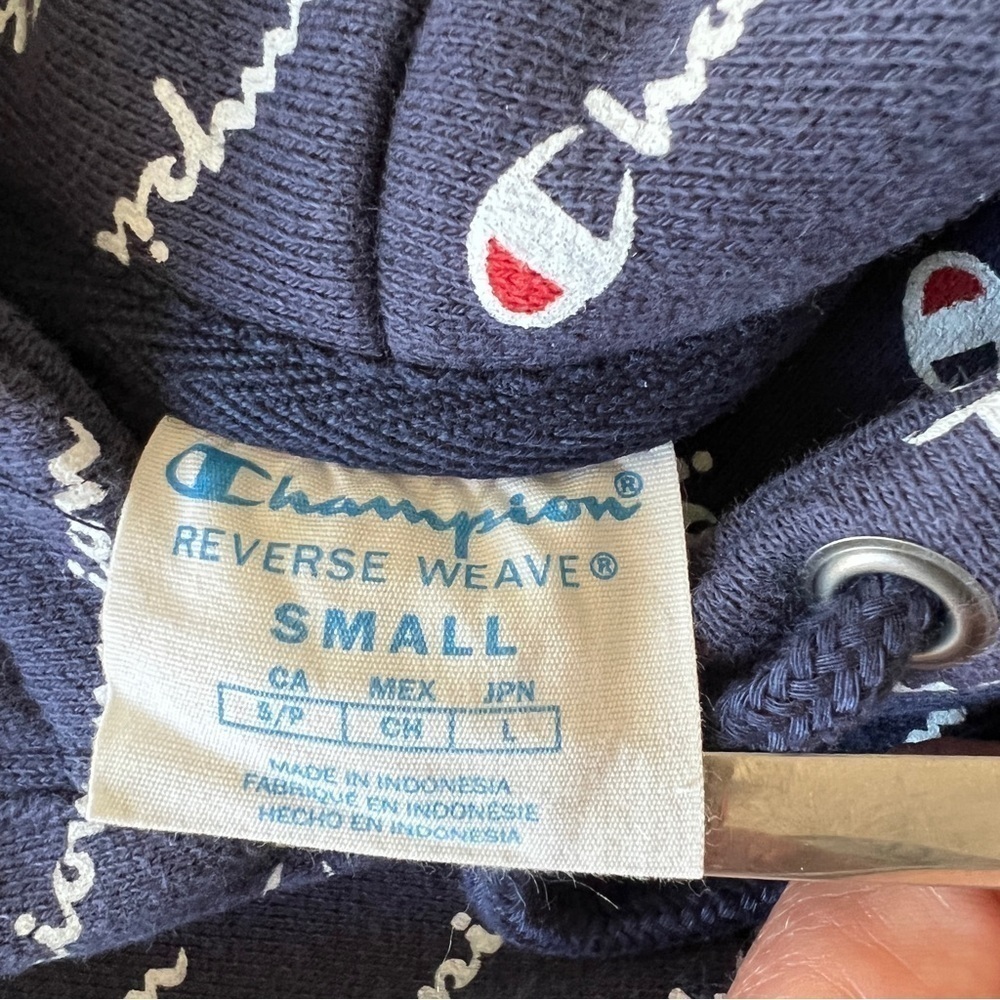 Champion Reverse Weave All Over Print Logo Cropped Hoodie Size Small - Picture 11 of 12